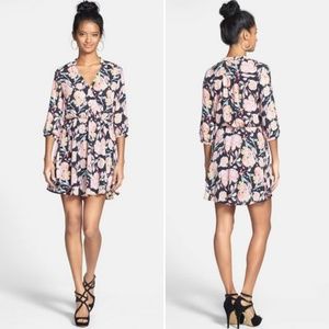 Lush Kendal Floral Print Faux Wrap Dress XS